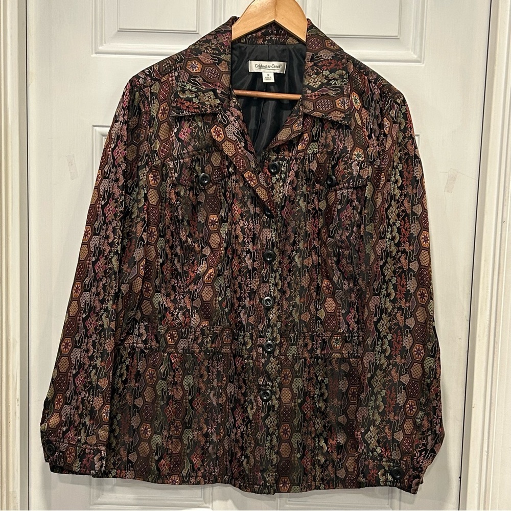 Coldwater Creek multicolored brocade blazer jacket, Plus Size 1X Cottagecore